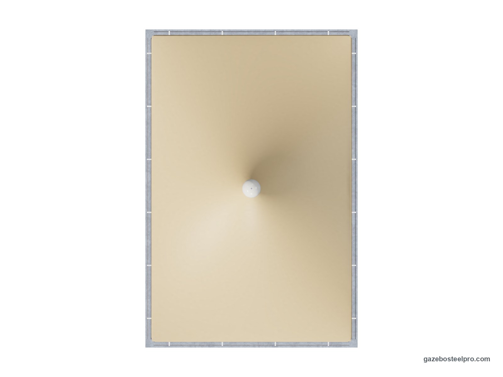 Gazebo 4x6 Airone Max Leggero dall'alto: pianta 4 × 6 m, 24 m², telo beige con la punta al centro