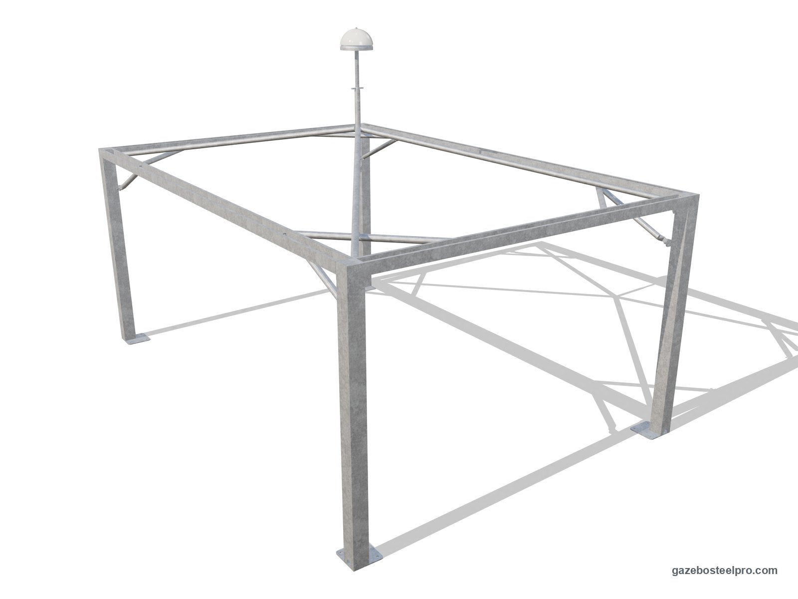 Telaio del gazebo 4x6 Airone Max Leggero senza telo: montanti 150×150, trave a C, traverse e traversini agli angoli