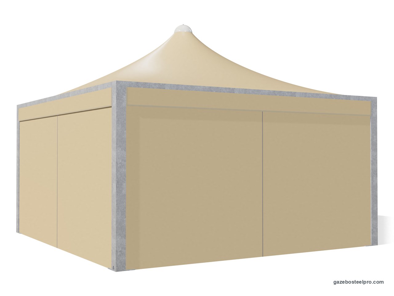 Gazebo 5x5 Airone Max Leggero chiuso su quattro lati con i laterali scorrevoli in PVC beige