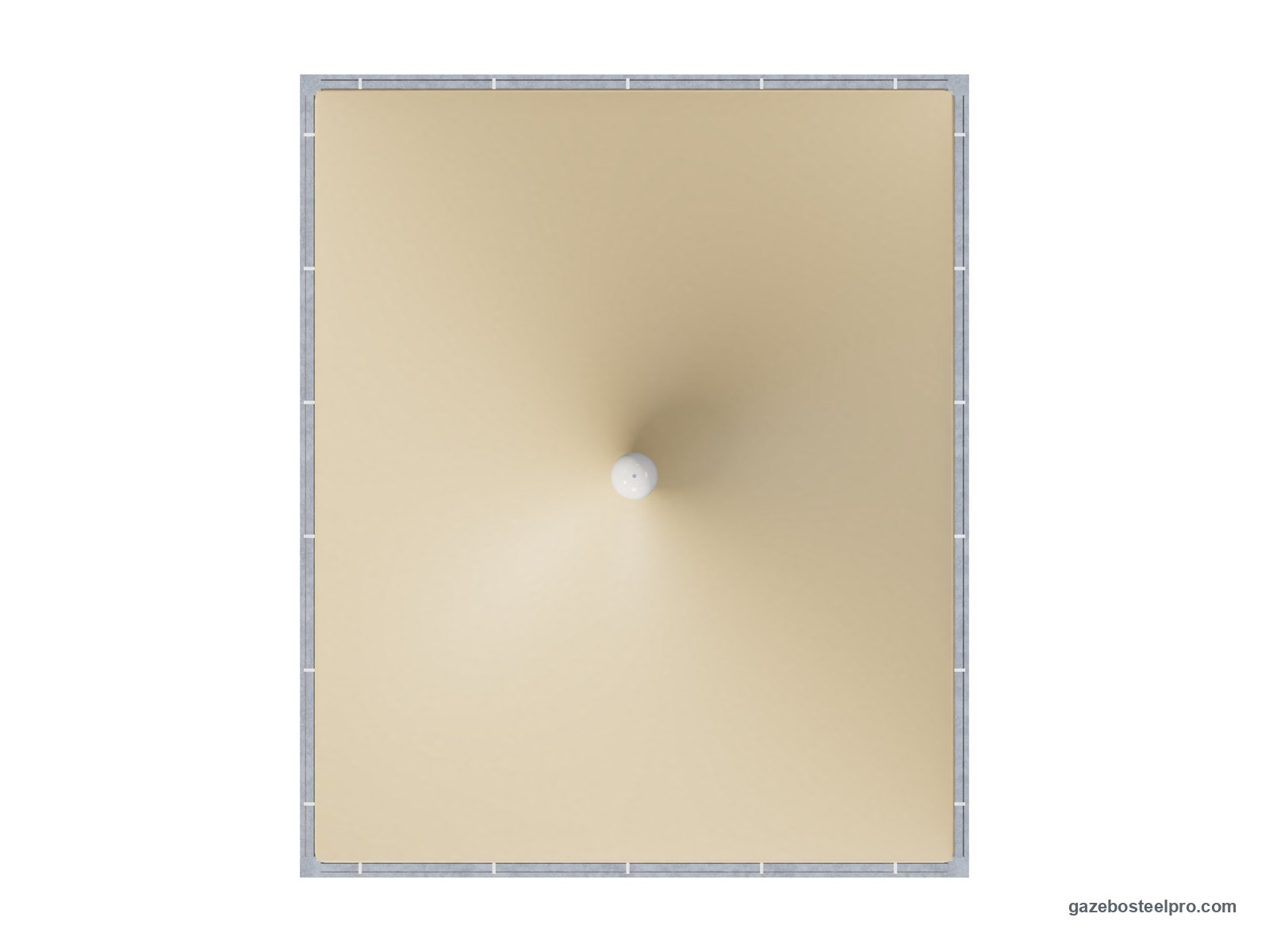 Gazebo 5x6 Airone Max Leggero dall'alto: pianta 5 × 6 m, 30 m², telo beige con la punta al centro