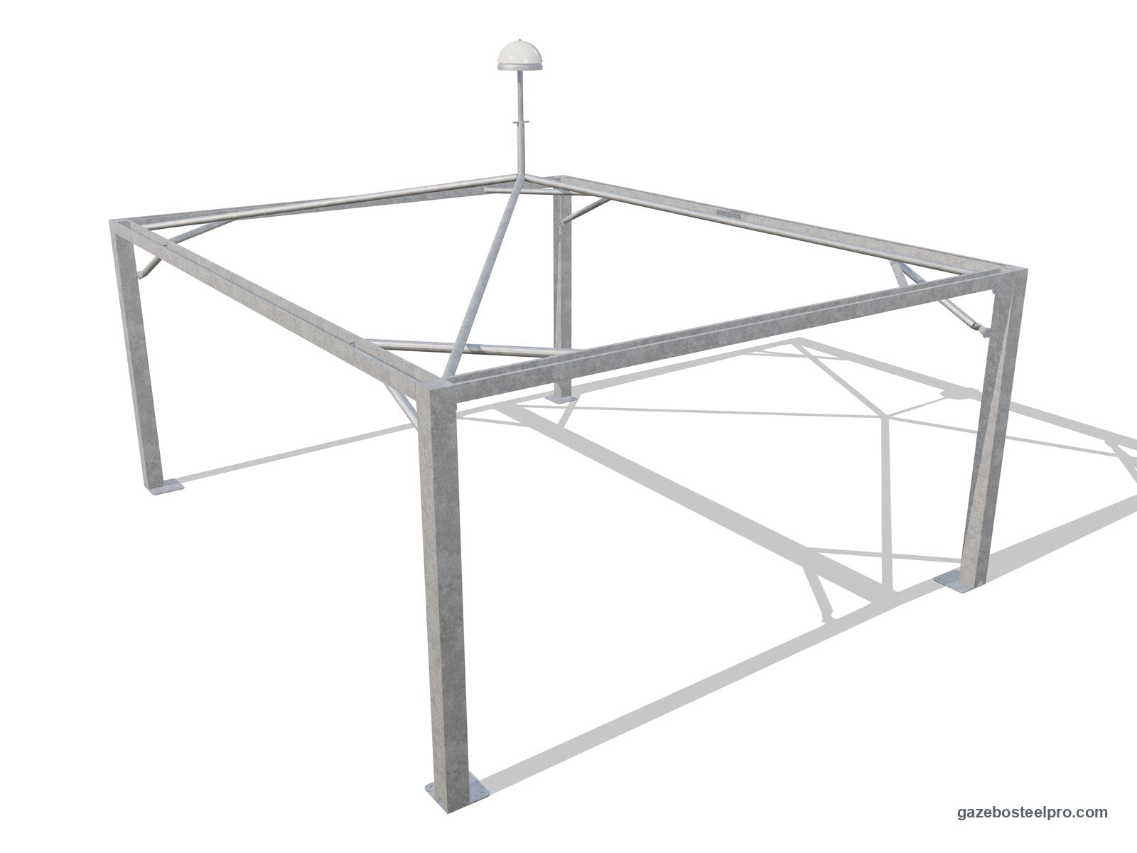 Telaio del gazebo 5x6 Airone Max Leggero senza telo: montanti 150×150, trave a C, traverse e traversini agli angoli