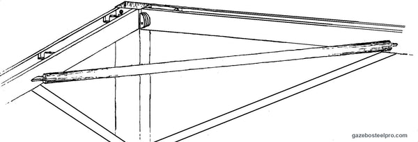 Disegno dei traversini di controventatura d'angolo, fra trave e trave e fra trave e montante, dallo schema di montaggio