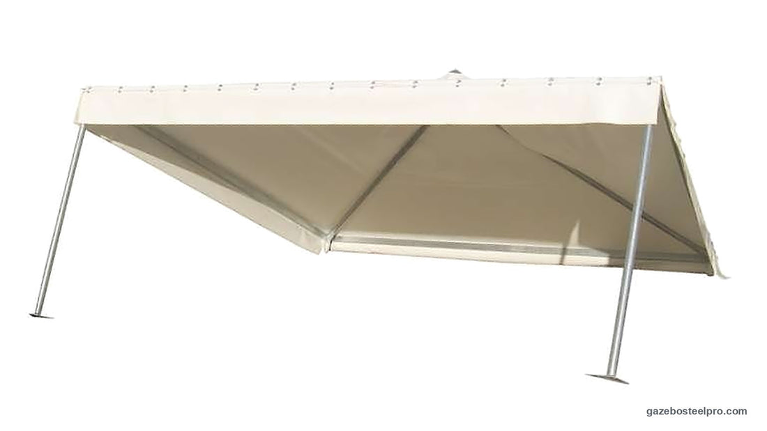 Gazebo Corallo Light visto da sotto: telo, traverse e montanti tondi