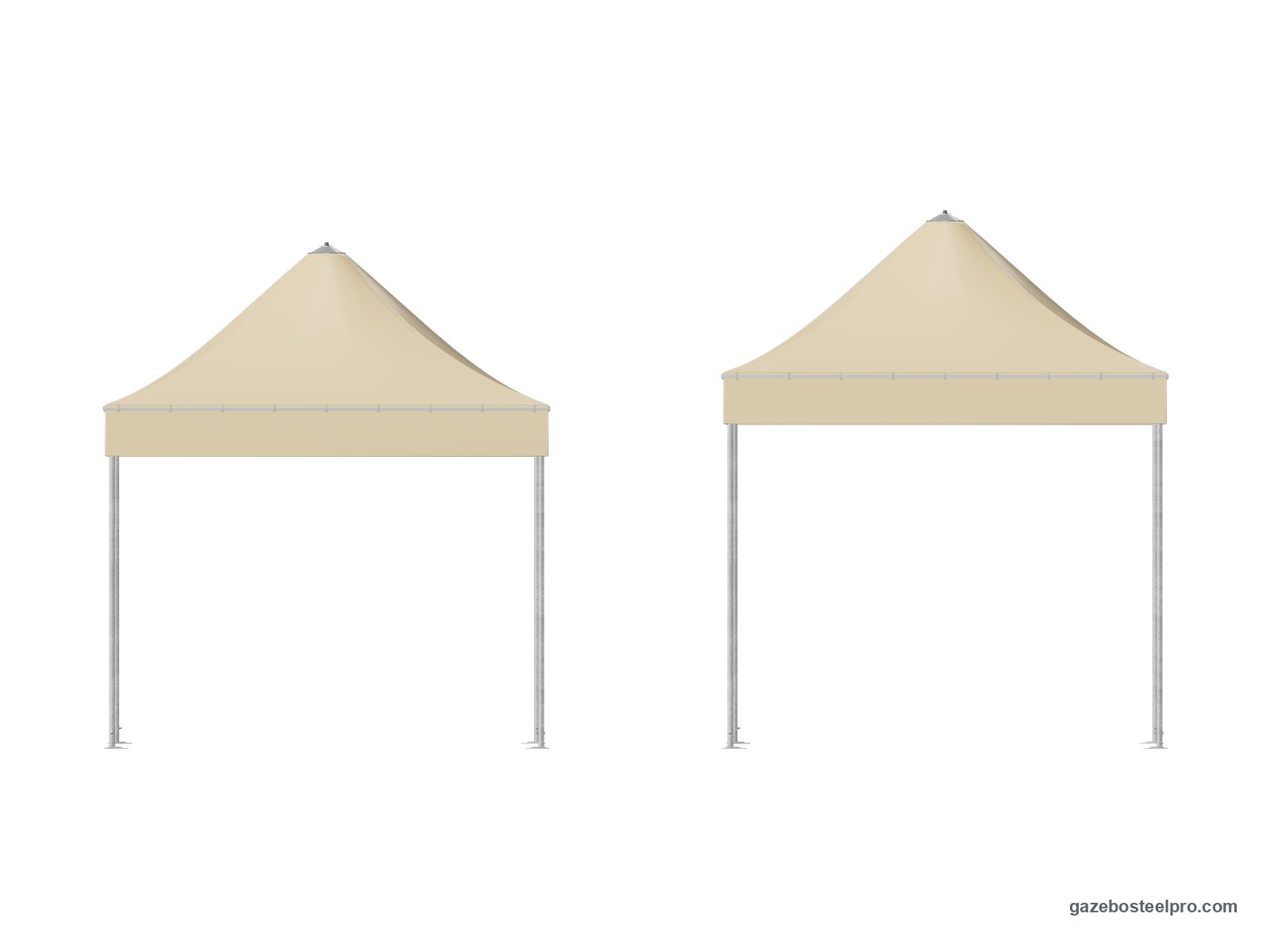 Prospetto del Corallo Light 3x3 a 228 cm e a 250 cm sotto la trave