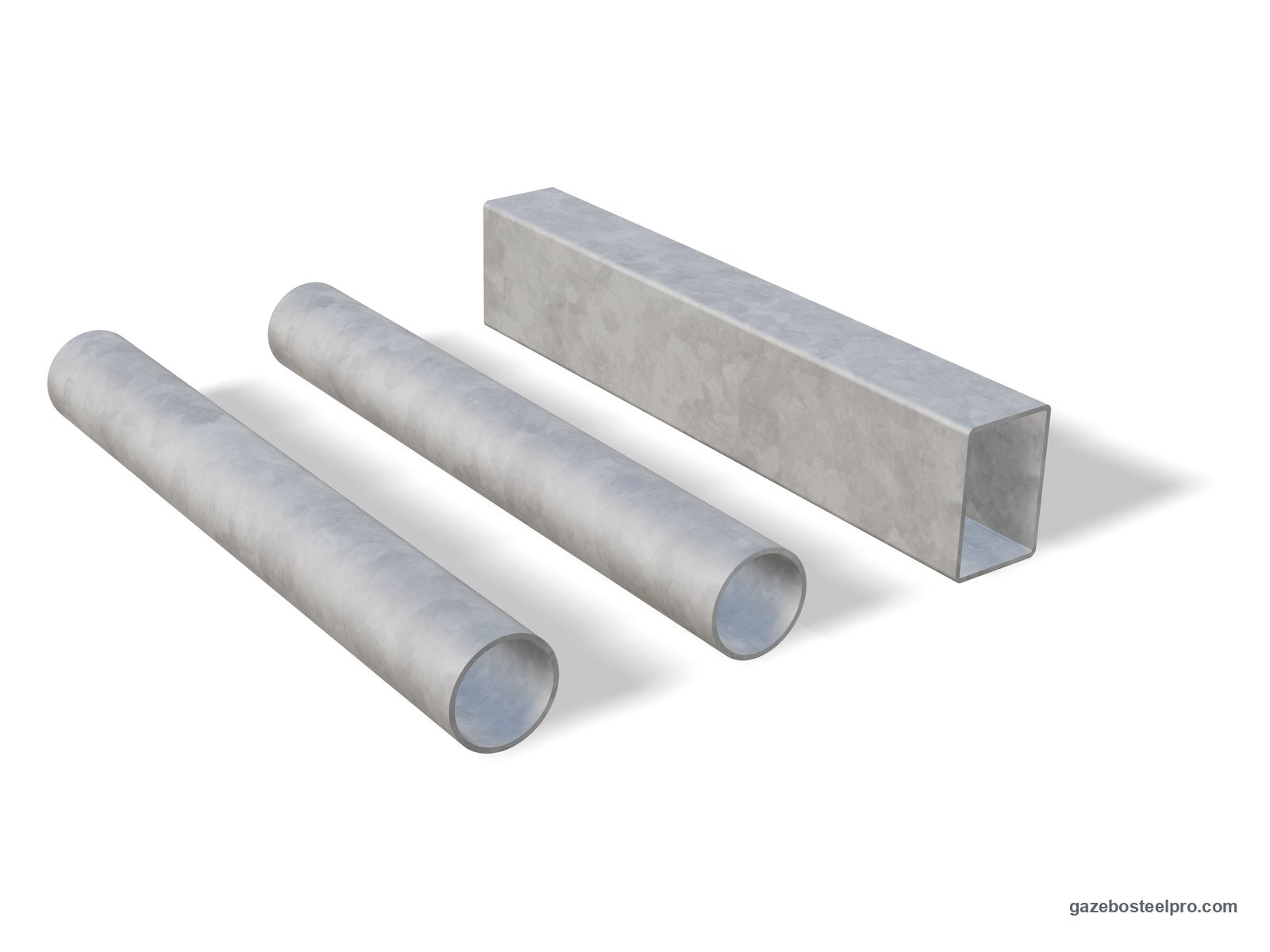 Sezioni dei tubi del Corallo Light: montante e traversa Ø40 × 2 mm, trave 60 × 40 × 2 mm