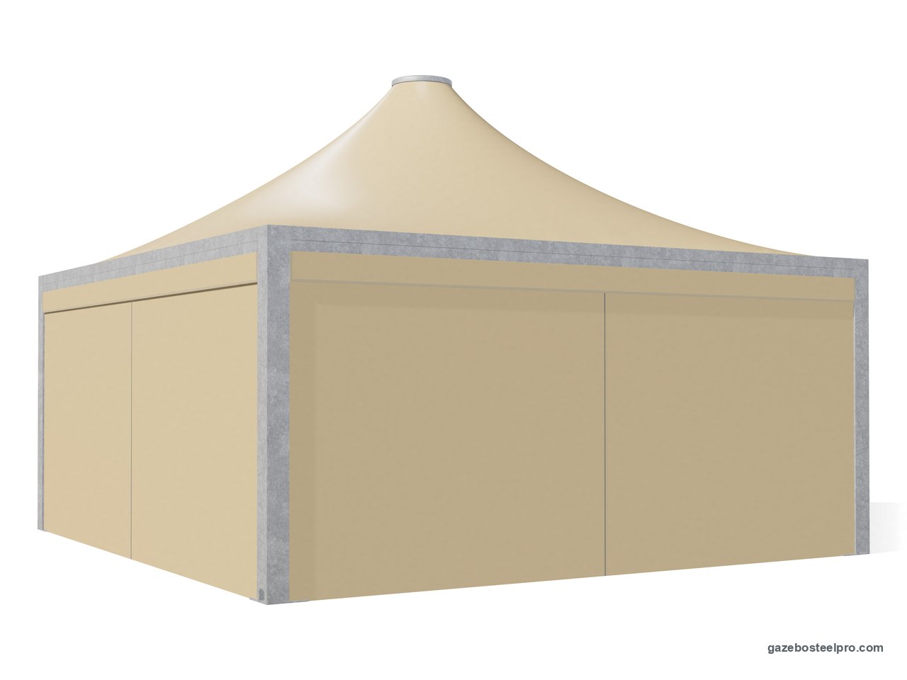 Gazebo 6x6 Airone Max Pesante chiuso su quattro lati con i laterali scorrevoli in PVC beige