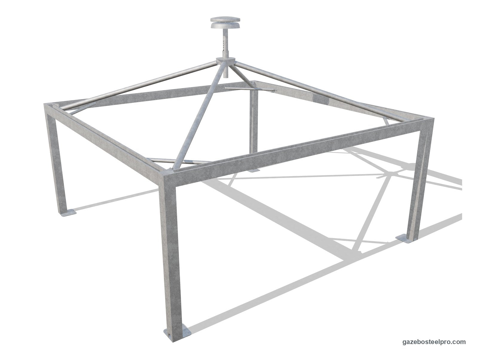Telaio del gazebo 6x6 Airone Max Pesante senza telo: montanti 175×175, trave a C, traverse Ø102 e traversini