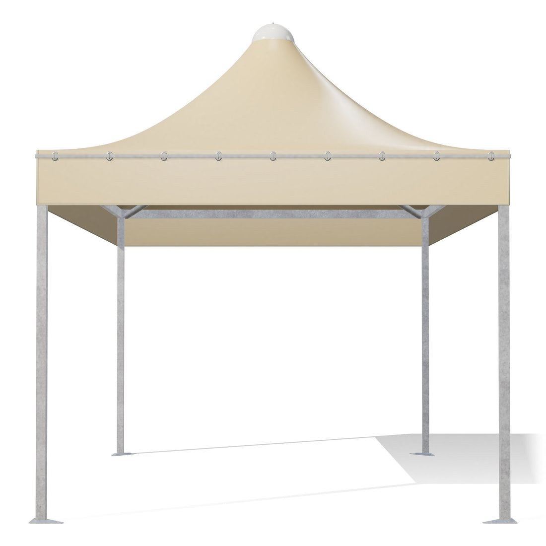 Gazebo 3x4 Airone Quadro con montanti quadri in acciaio zincato, telo beige RAL 1014, vista frontale