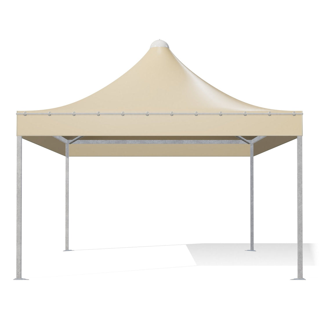 Gazebo 4x5 professionale Airone Quadro con montanti quadri in acciaio zincato, telo beige RAL 1014, vista frontale