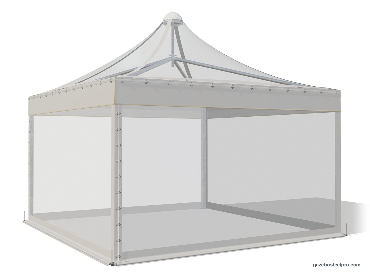 Gazebo Airone Corallo con tetto e pareti in PVC Cristal trasparente su quattro lati