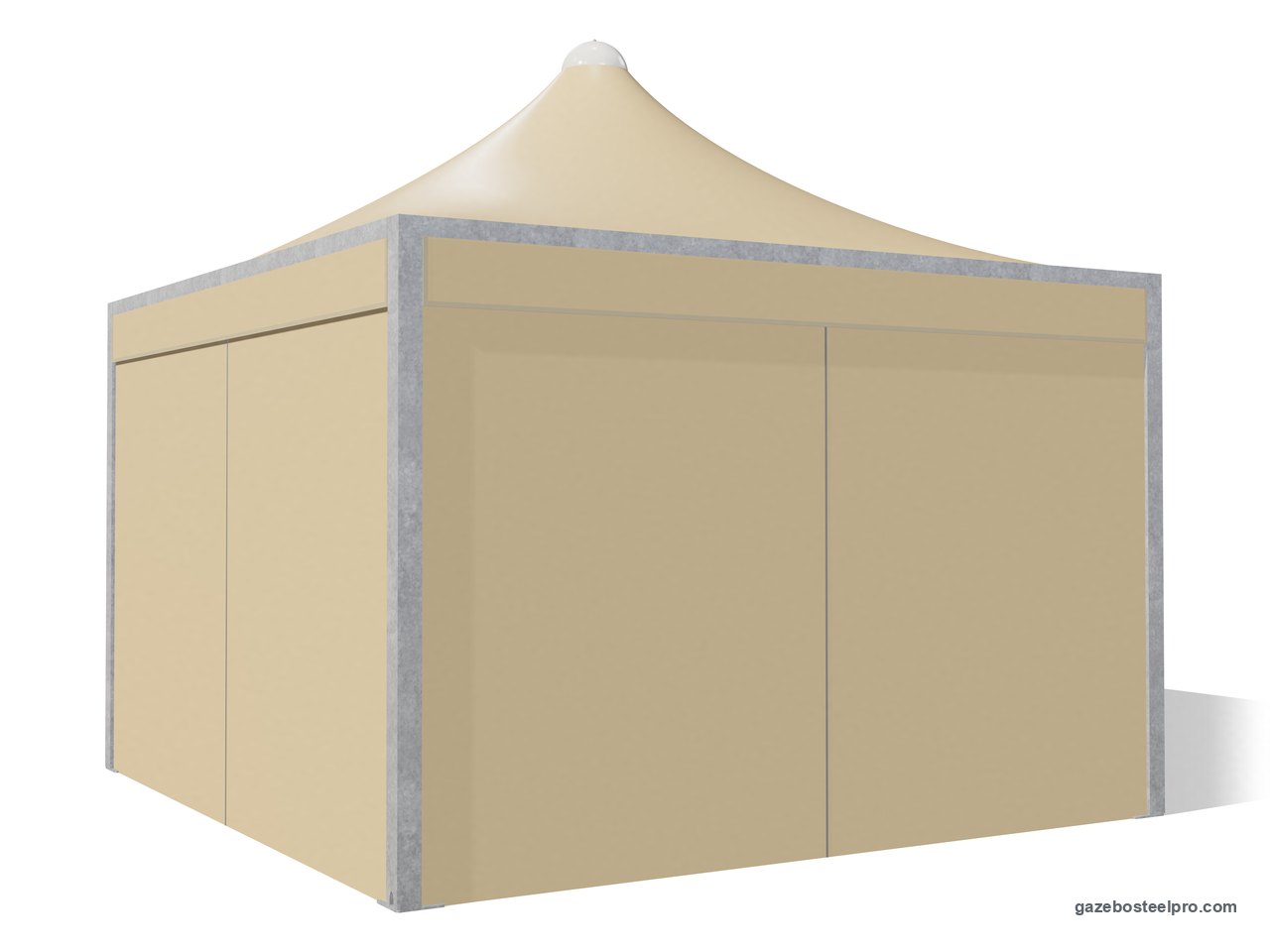 Gazebo Airone Middle chiuso su quattro lati con i laterali scorrevoli in PVC beige