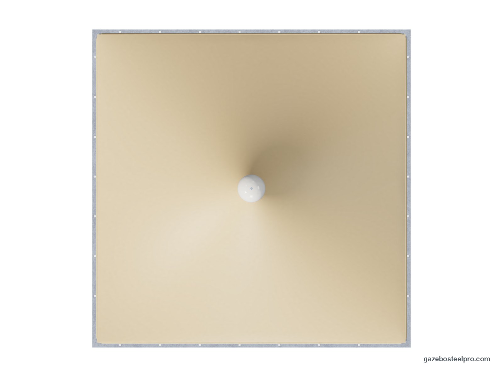 Gazebo 4x4 Airone Minimax dall'alto: pianta 4 × 4 m, 16 m², telo beige con la punta al centro
