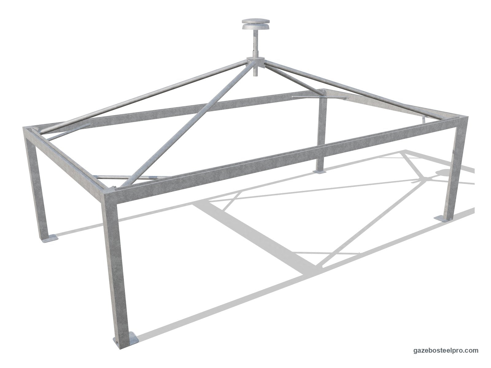 Telaio del gazebo 5x9 Airone Max Pesante senza telo: montanti 175×175, trave a C, traverse Ø102 e traversini