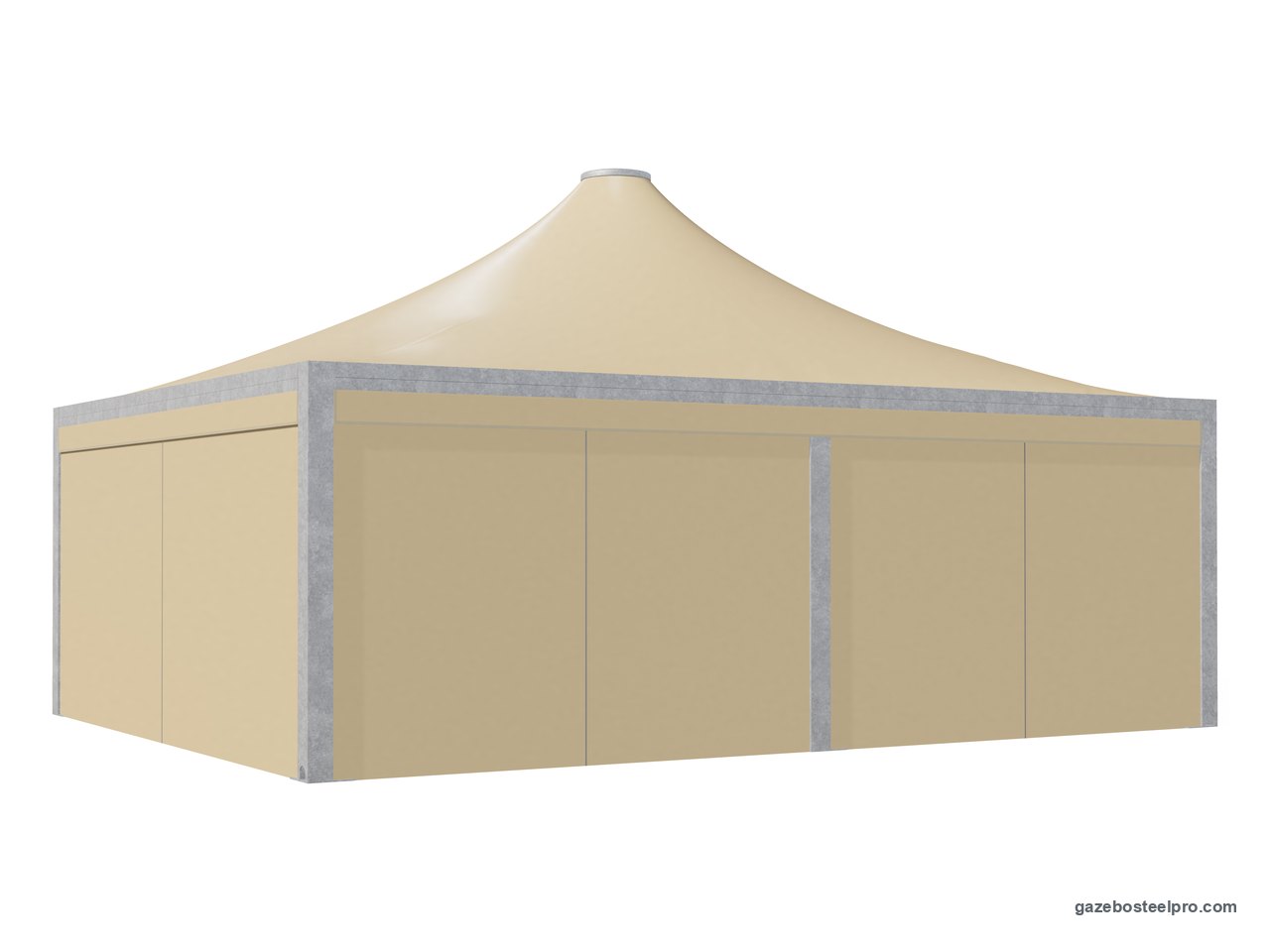 Gazebo 6x8 Airone Max Pesante chiuso su quattro lati con i laterali scorrevoli in PVC beige
