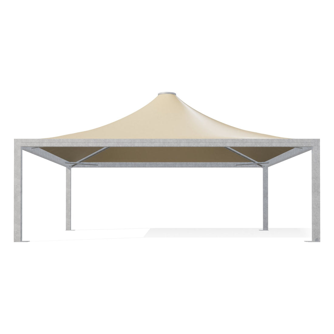Gazebo 8x8 Airone Max Pesante di fronte: montanti 175×175 zincati e telo beige RAL 1014