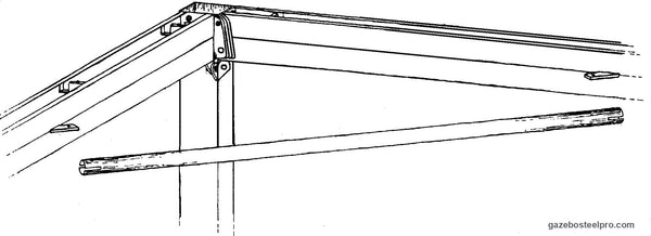 Disegno della controventatura d'angolo sotto la trave perimetrale, dallo schema di montaggio