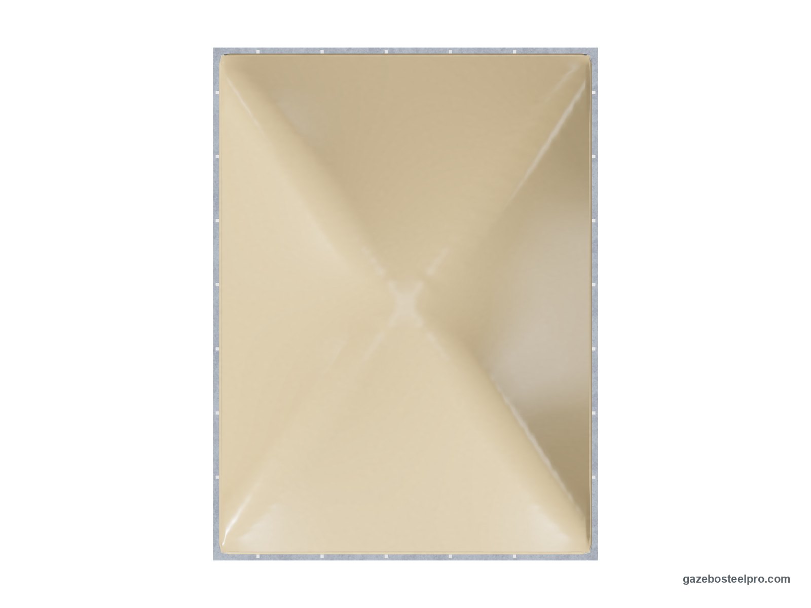 Gazebo 3x4 Cicogna Minimax dall'alto: pianta 3 × 4 m, 12 m², telo beige sui due archi in diagonale