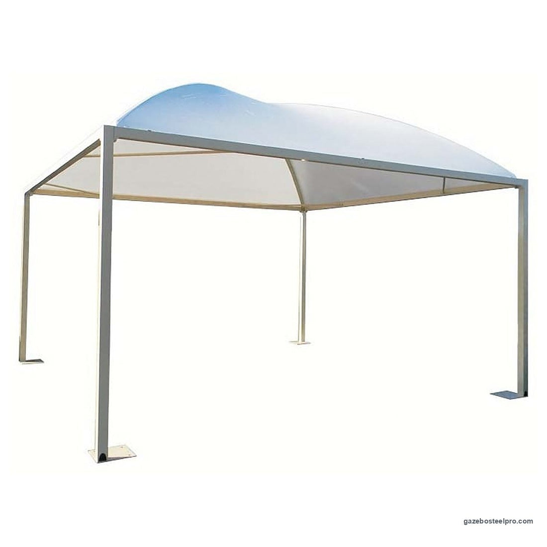 Gazebo Cicogna Minimax montato con il telo bianco, foto