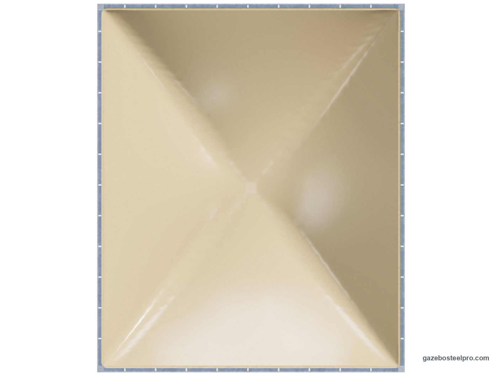Gazebo 5x6 Cicogna Middle dall'alto: pianta 5 × 6 m, 30 m², telo beige sui due archi in diagonale