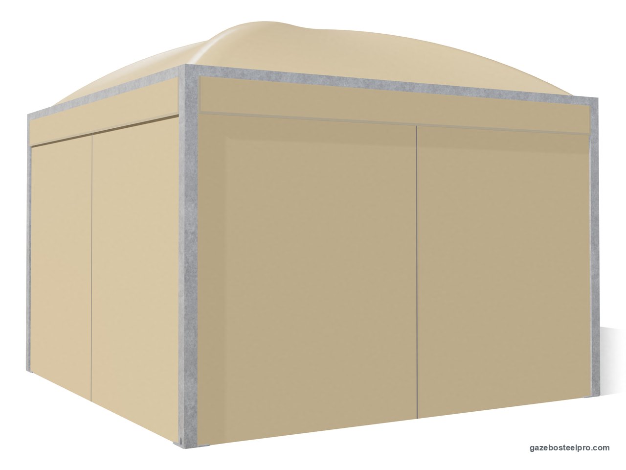 Gazebo Cicogna Middle chiuso su quattro lati con i laterali scorrevoli in PVC beige