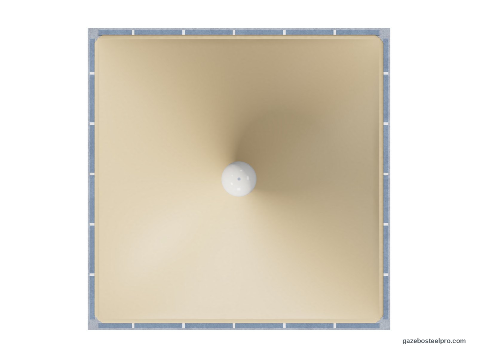 Gazebo 3x3 Airone Middle dall'alto: pianta 3 × 3 m, 9 m², telo beige con la punta al centro