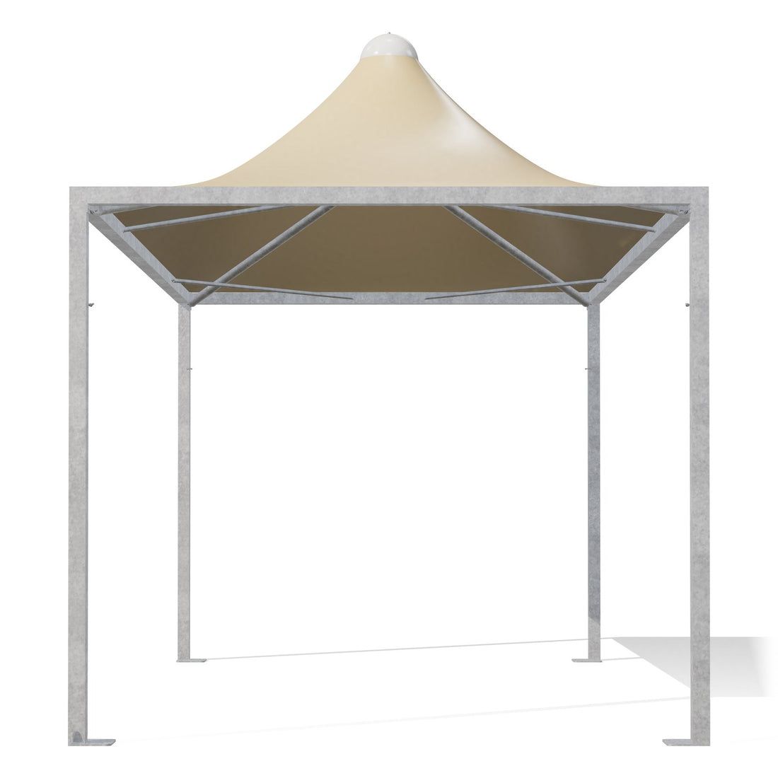 Gazebo 3x5 Airone Minimax con montanti quadri 80×80 in acciaio zincato, telo beige RAL 1014, vista frontale
