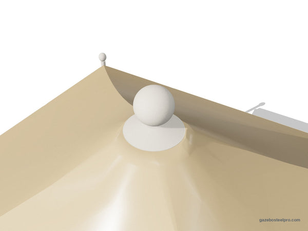 Cima dell'Airone New vista da sopra: la sfera Ø15 sul cappellotto, sopra il telo, immagine 3D