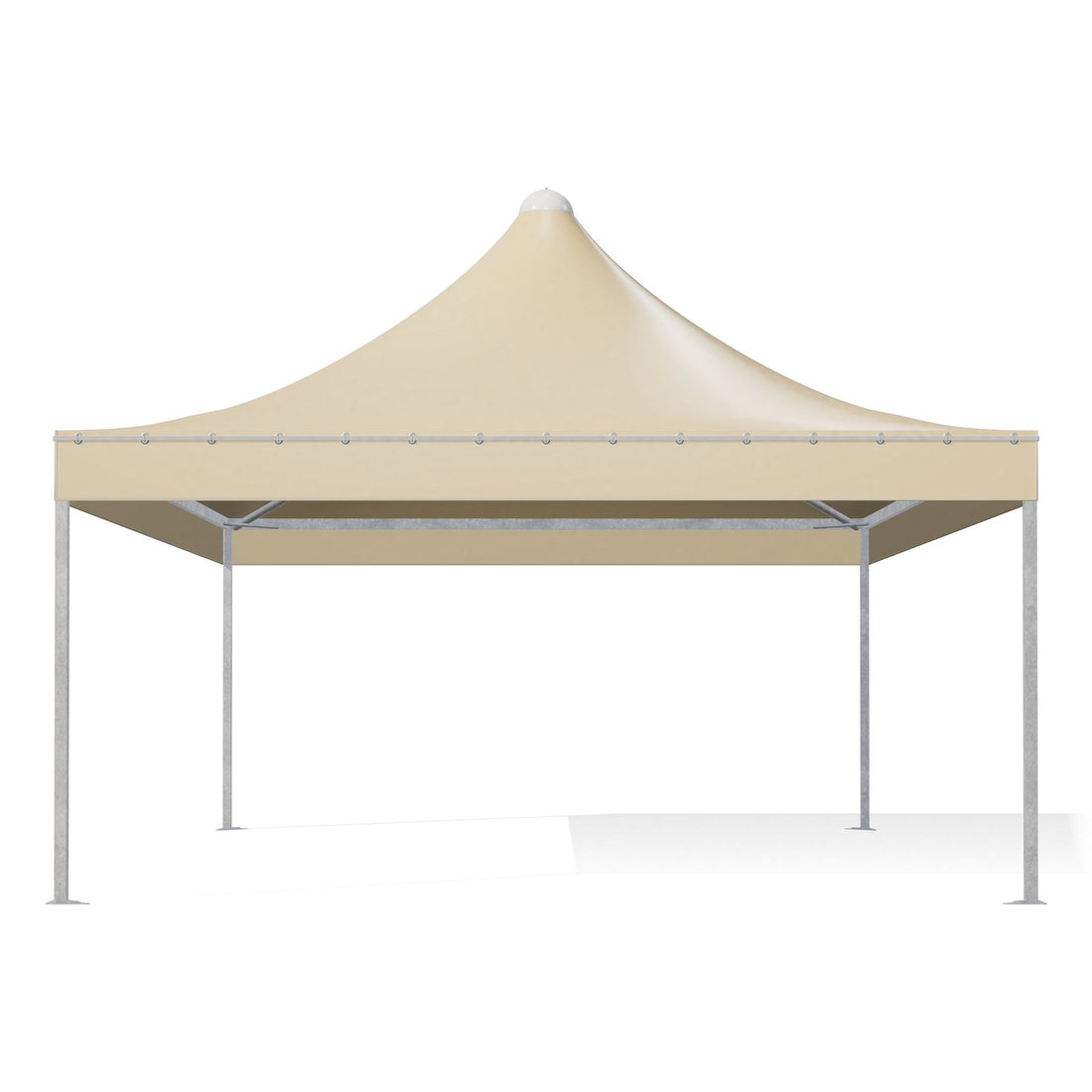 Gazebo 5x6 professionale Airone Quadro con montanti quadri in acciaio zincato, telo beige RAL 1014, vista frontale